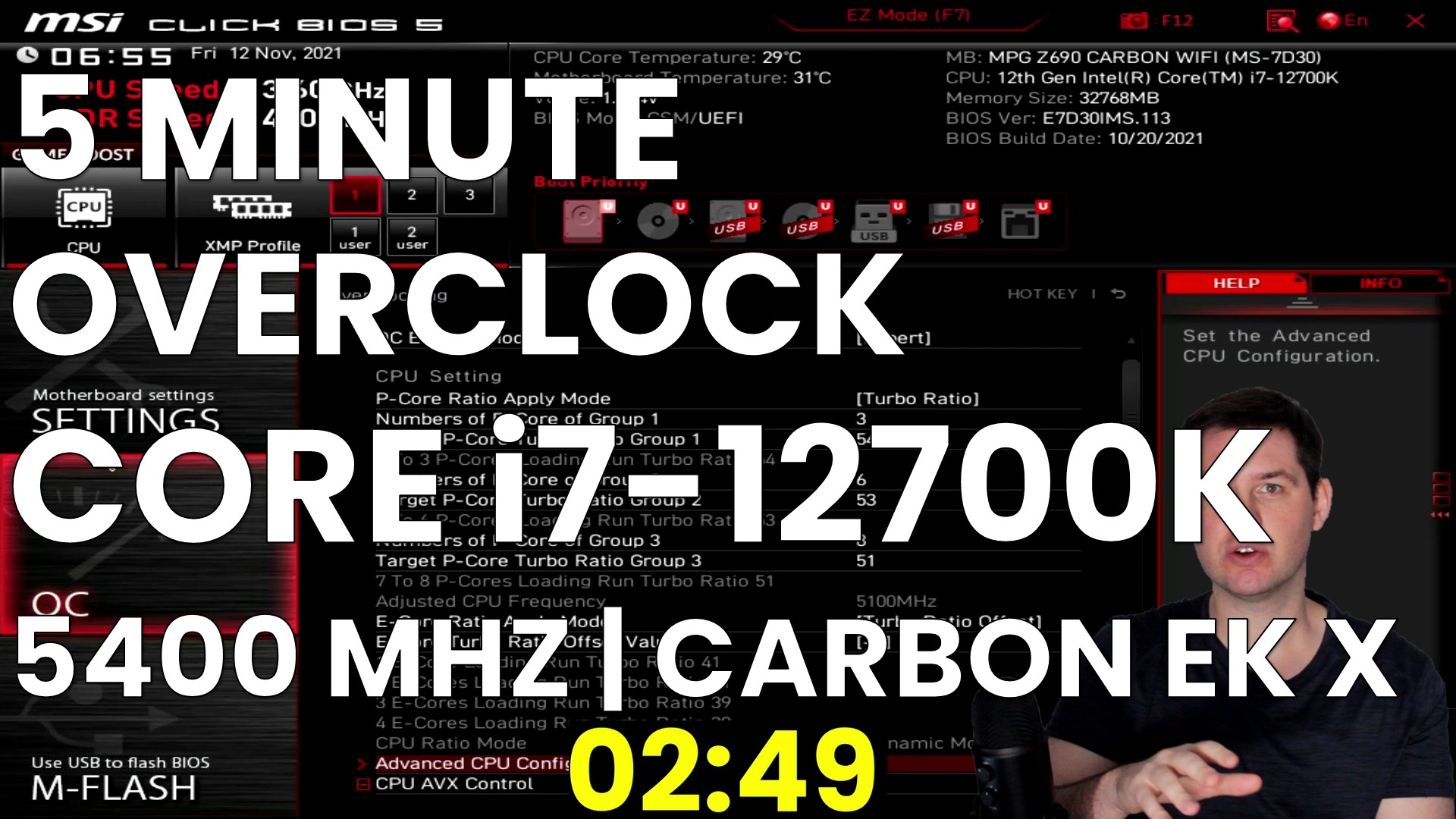 core i7-12700k 5 minute overclock
