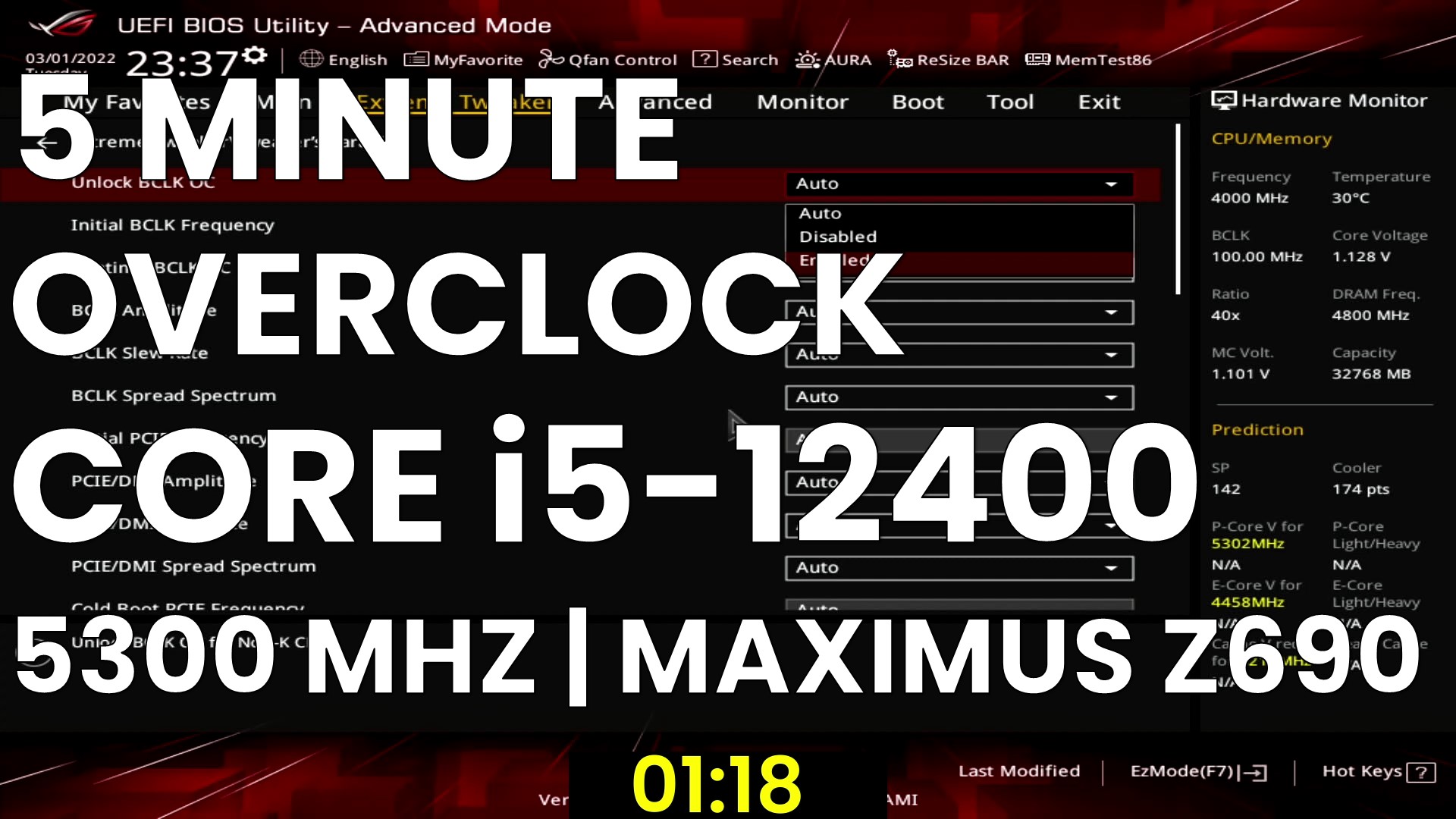 core i5-12400 5 minute overclock